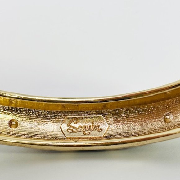 Sequin Brand Black Enamel & Crystal Hinged Clamper Style Bracelet - Picture 6 of 8